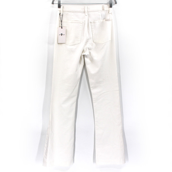 7 For All Mankind Flare Slit Jeans NEW White Denim Mid Rise Slim Leg Size 27 - Picture 3 of 9